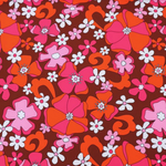 Load image into Gallery viewer, Poppy &amp; Pink Retro Floral on Brown Swim Tricot | Italian Designer Deadstock | By The Half Yard
