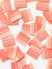 Load image into Gallery viewer, Coral "Thanks I Made It" Woven Labels | Pack of 8 | Sarah Hearts