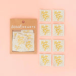 Load image into Gallery viewer, Gold "Made For You" Woven Labels | Pack of 8 | Sarah Hearts
