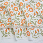 Load image into Gallery viewer, Trumpet Vines in Sage | Indian Block Print: Cottage | Fableism Supply Co

