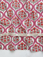 Load image into Gallery viewer, Lattice Floral in Pink | Indian Block Print: Cottage | Fableism Supply Co
