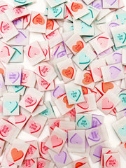 Load image into Gallery viewer, Valentine's Day Candy Hearts Woven Labels | Pack of 8 | Sarah Hearts