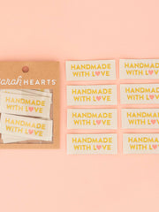 Load image into Gallery viewer, Handmade With Love Woven Labels | Pack of 8 | Sarah Hearts