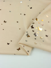 Load image into Gallery viewer, Butterflies 2 Tone Foil on Beige French Terry