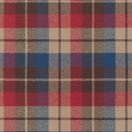 Cherry/Navy/Tan/Aubergine Plaid | Mammoth Flannel | Robert Kaufman