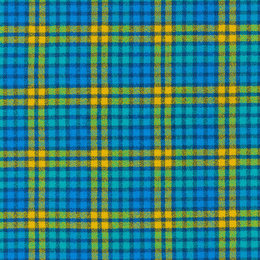 Turquoise/Peri/Yellow/Navy Plaid | Mammoth Flannel | Robert Kaufman