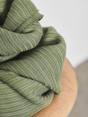 Load image into Gallery viewer, Olive Green Organic Selanik Rib Knit | Mind The Maker | By The Half Yard