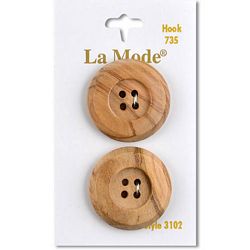 1 1/8 Honey Beige Wood Buttons, LaMode