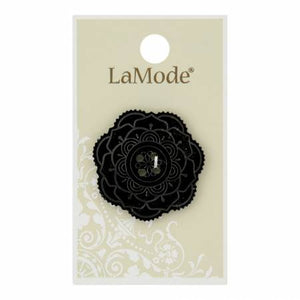 1 3/8" Black Mirrored Flower Buttons | LaMode