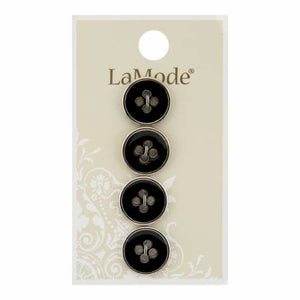 5/8" Black with Silver Rim Buttons | LaMode