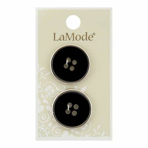 1" Black W/ Silver Rim Buttons | LaMode
