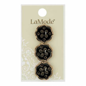 13/16" Black and Gold Flower Buttons | LaMode