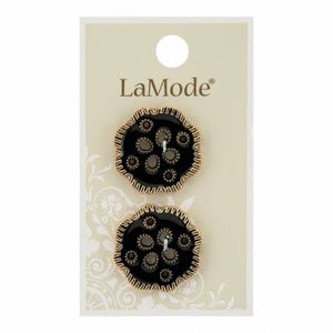1" Black and Gold Flower Buttons | LaMode