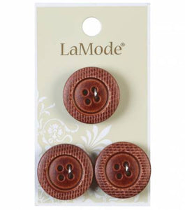 7/8" Brown Ribbed Buttons | LaMode