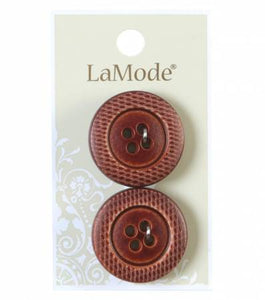 1 1/8" Brown Ribbed Buttons | LaMode