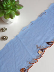 Load image into Gallery viewer, 5YDS Cobalt &amp; Copper 4.25" Wide Embroidered Lace Trim