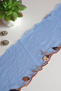 Cobalt & Copper 4.25" Wide Embroidered Lace Trim