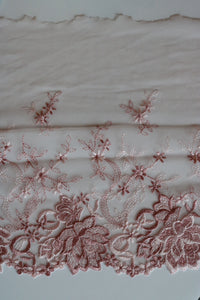 Vintage Pink 8.25" Wide Embroidered Lace Trim