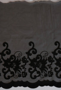 Black 10.5" Wide Embroidered Lace Trim