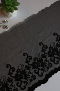 Black 10.5" Wide Embroidered Lace Trim