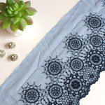Load image into Gallery viewer, Blue Full Circle 6.5" Wide Embroidered Lace Trim
