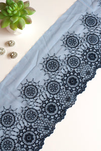 Blue Full Circle 6.5" Wide Embroidered Lace Trim
