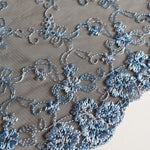 Load image into Gallery viewer, 5YDS Black &amp; Powder Blue 9.25&quot; Wide Embroidered Lace Trim
