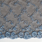 Load image into Gallery viewer, 5YDS Black &amp; Powder Blue 9.25&quot; Wide Embroidered Lace Trim
