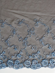 Load image into Gallery viewer, 5YDS Black &amp; Powder Blue 9.25&quot; Wide Embroidered Lace Trim
