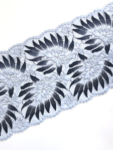 Blue Leaves 8.75" Wide Stretch Lace