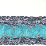 Load image into Gallery viewer, Turquoise &amp; Navy 6.5&quot; Wide Stretch Lace
