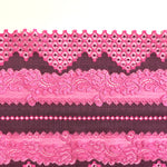 Load image into Gallery viewer, Bubblegum &amp; Gray 7.5&quot; Wide Stretch Lace
