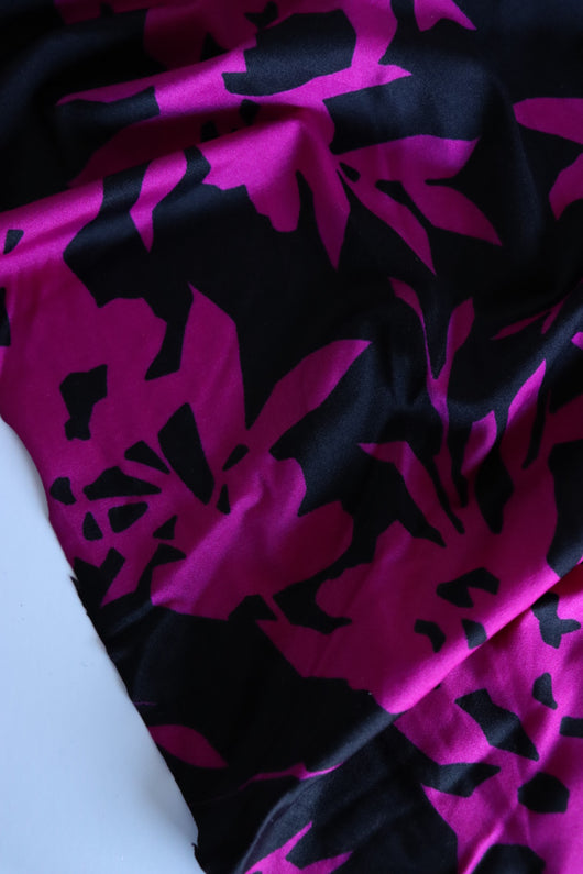 Magenta Floral on Black K-Deer Athletic Nylon/Spandex Tricot