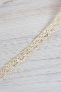 Beige & Gold .5" Wide Crochet Lace Trim