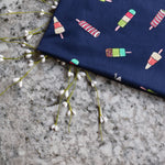 Load image into Gallery viewer, 5YD 25IN REMNANT; Summer Treats on Navy Double Brushed Poly
