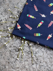 Load image into Gallery viewer, 5YD 25IN REMNANT; Summer Treats on Navy Double Brushed Poly
