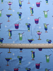 Load image into Gallery viewer, 7YD REMNANT; Margaritaville on Light Blue Double Brushed Poly
