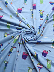 Load image into Gallery viewer, 7YD REMNANT; Margaritaville on Light Blue Double Brushed Poly
