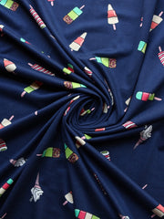 Load image into Gallery viewer, 5YD 25IN REMNANT; Summer Treats on Navy Double Brushed Poly

