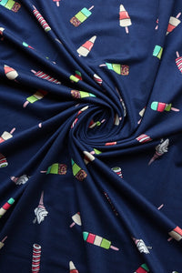 Summer Treats on Navy Double Brushed Poly
