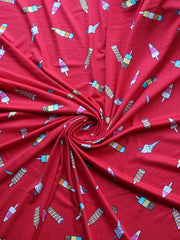 Load image into Gallery viewer, Summer Treats on Red Double Brushed Poly
