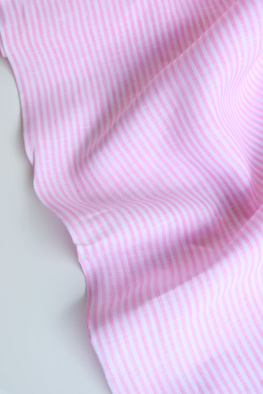Pink Thin Stripe | Limerick Linen Yarn Dyed | Robert Kaufman