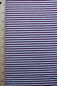 Burgundy & Ivory Mini Stripe Rayon Spandex Jersey