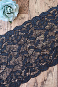 Black Smoke 9" Wide Stretch Lace