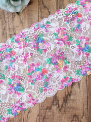 Load image into Gallery viewer, Bloomin&#39; Pink 7.75&quot; Wide Stretch Lace
