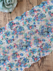 Load image into Gallery viewer, Blue Blossoms 8.5" Wide Stretch Lace