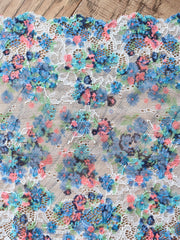 Load image into Gallery viewer, Blue Blossoms 8.5" Wide Stretch Lace