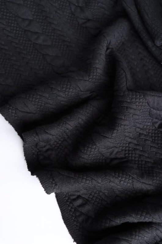 Black Cables Quilted Knit | By The Half Yard