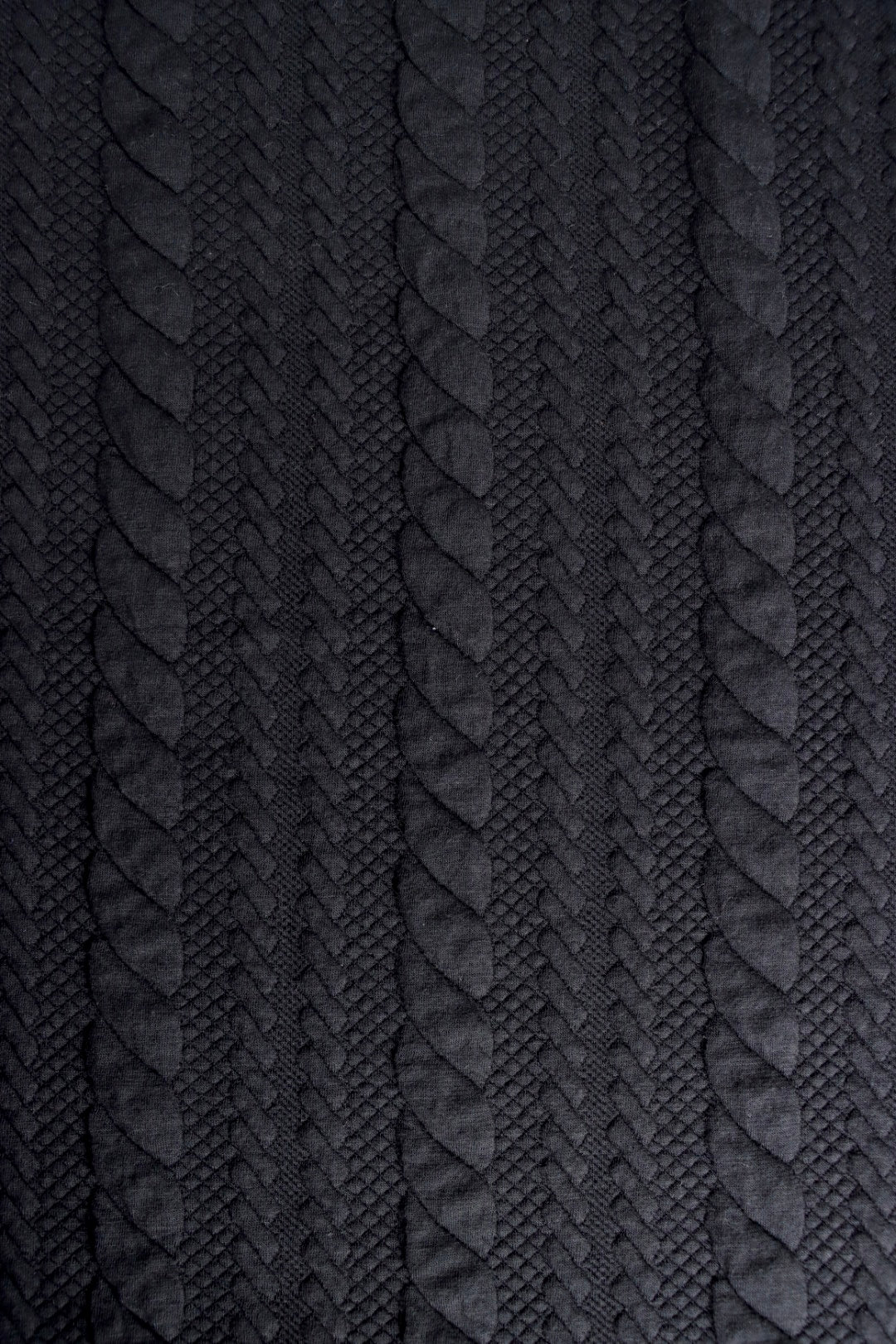 Black Cables Quilted Knit | By The Half Yard | Surge Fabric Shop