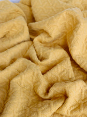 Load image into Gallery viewer, Celosia Yellow Interwoven Squares Quilted Knit | By The Half Yard
